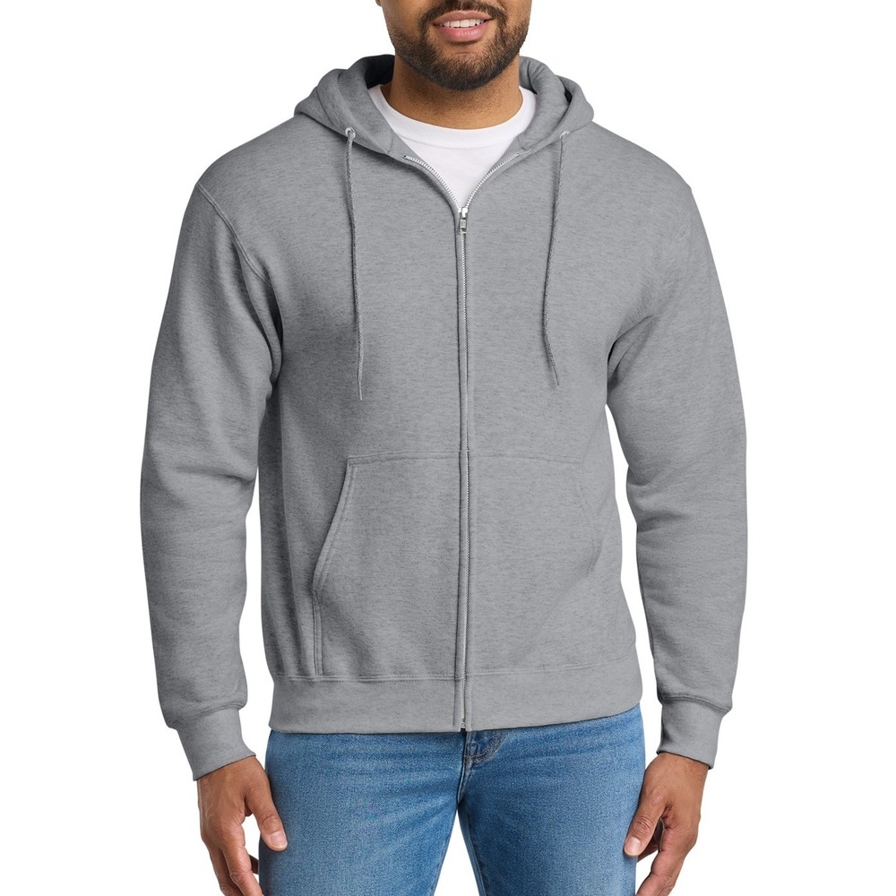 Port & Company NWOT MEDIUM Zip Hoodie Athletic Heather Essential Fleece PC90ZH‎